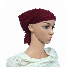 Hat Chemo Scarf Headwear Wrinkle Turban Ruffle Mujer Abbey Cap Pre Tied Head  eb-58135036